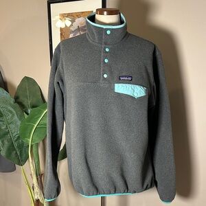 Patagonia Synchilla Charcoal Fleece with Teal Details